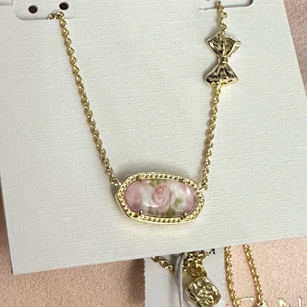 🎀Kendra Scott x LoveShackFancy 🎀 Elisa in Marie Pink Heirloom new with bag - Picture 14 of 15